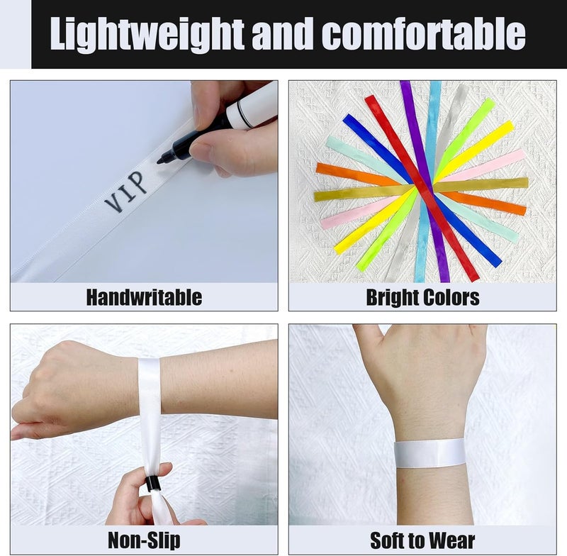 Comflora 100 Pcs Cloth Wristbands for Events - Disposable, Colored Wristbands (Color : White) - Image 3